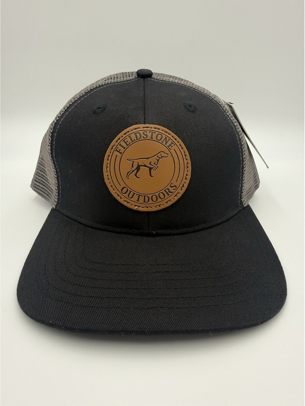 Fieldstone Patch Trucker SnapBack Hat Black Gray Dog Hunting NWT